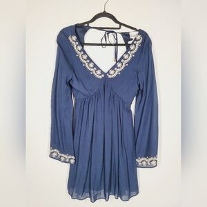 Shyanne Navy Dress with White Embroidery